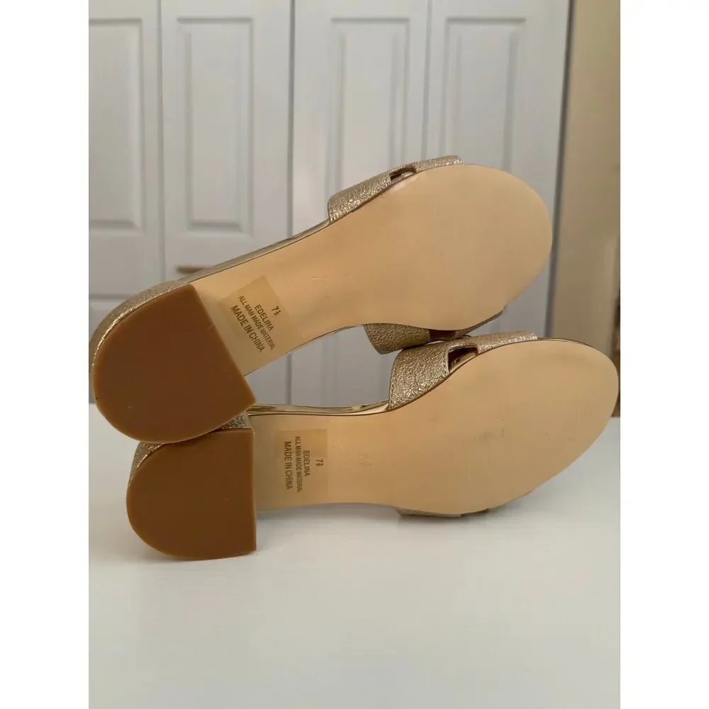 Catherine Malandrino Edelina Gold Fringe Chain Slide Sandals 7.5